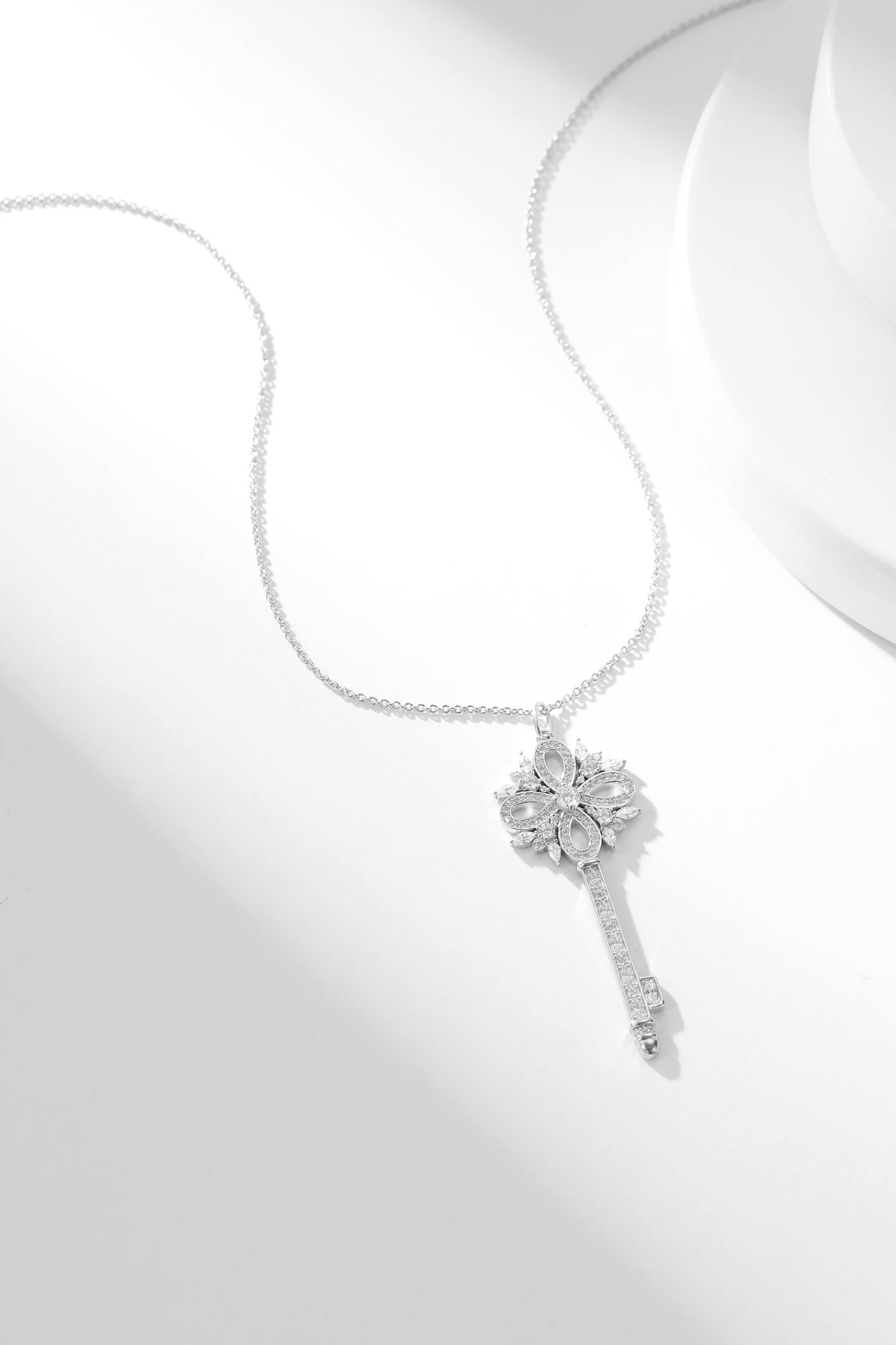 Tiffany Key Victory Silver Cubic Zirconia Necklace