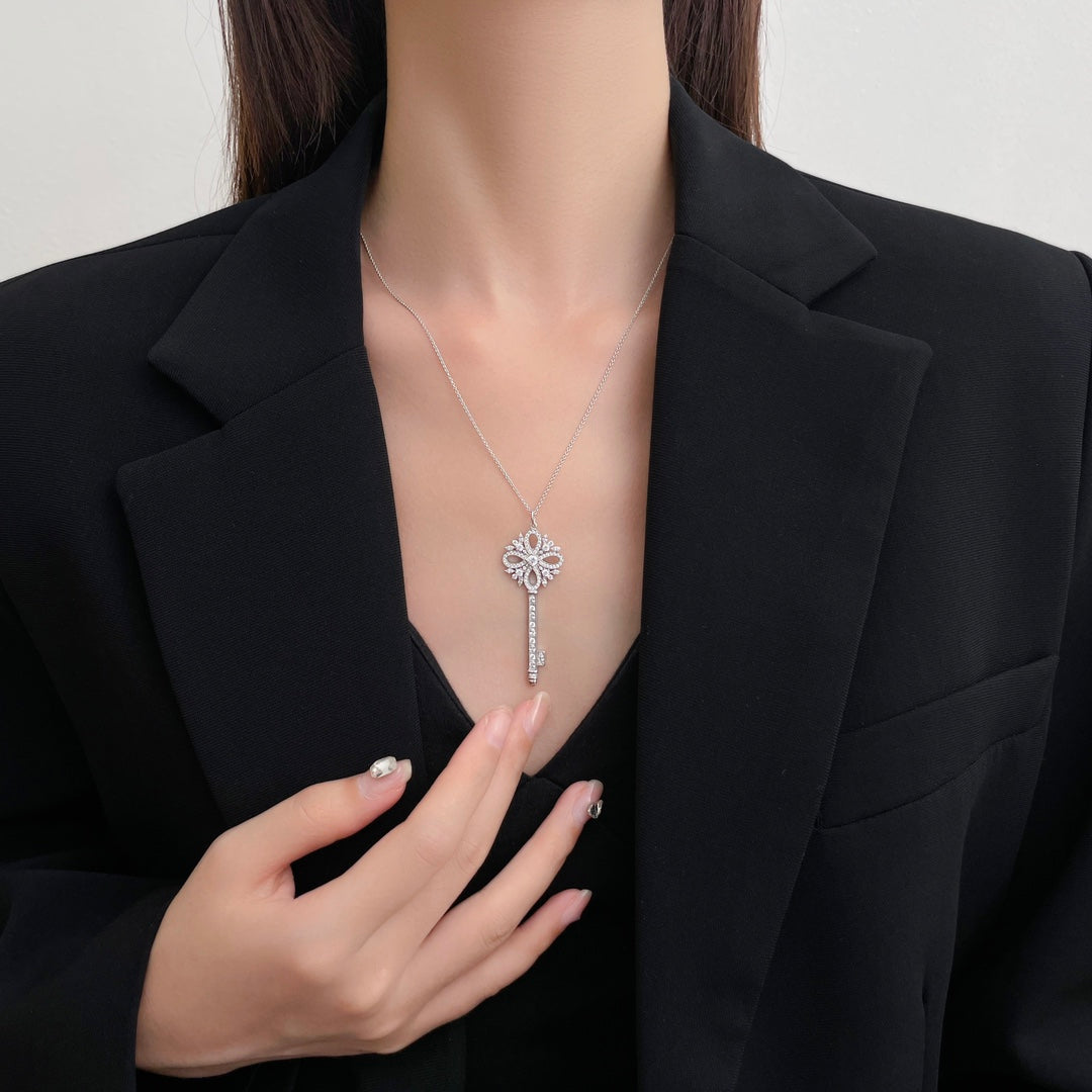 Tiffany Key Victory Silver Cubic Zirconia Necklace