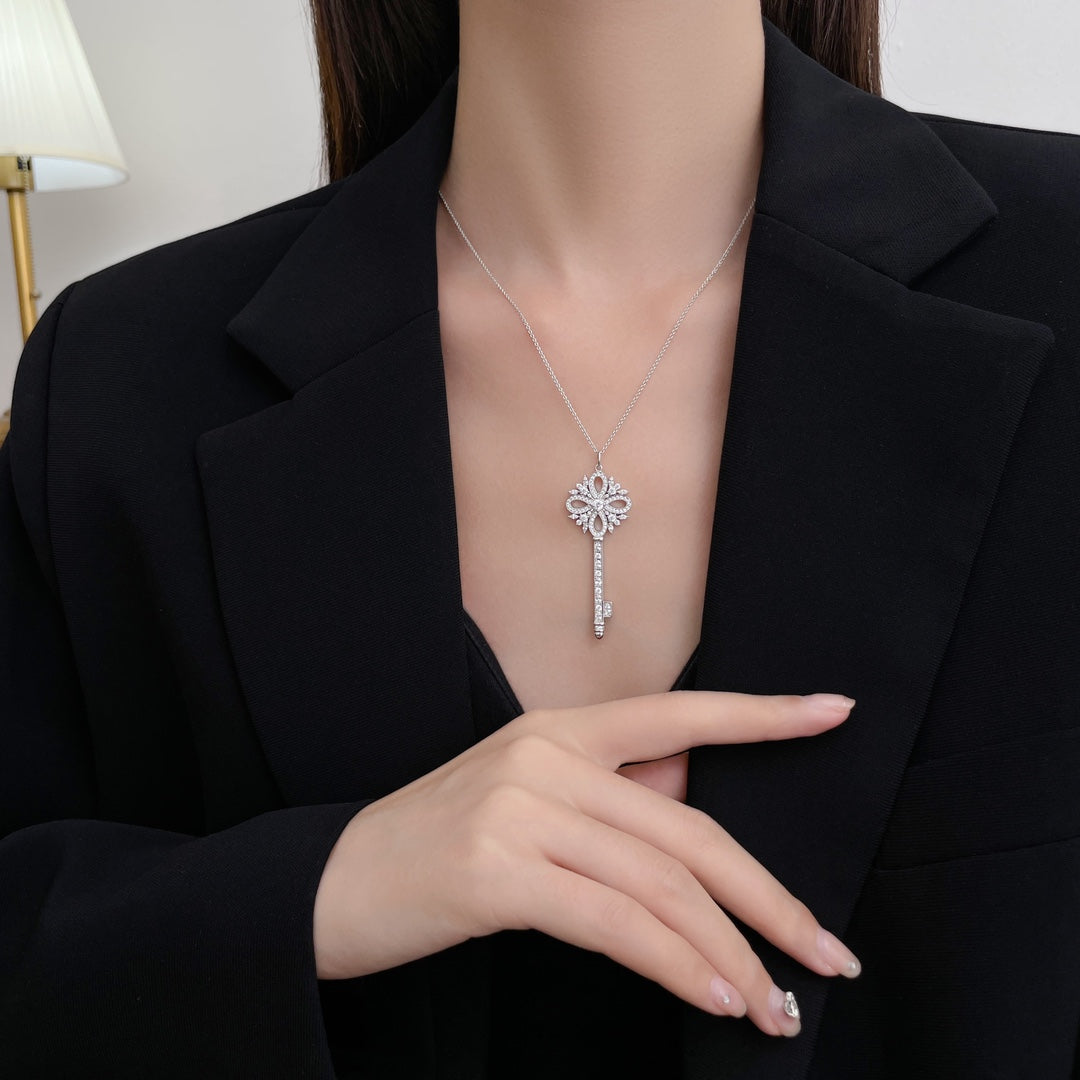 Tiffany Key Victory Silver Cubic Zirconia Necklace