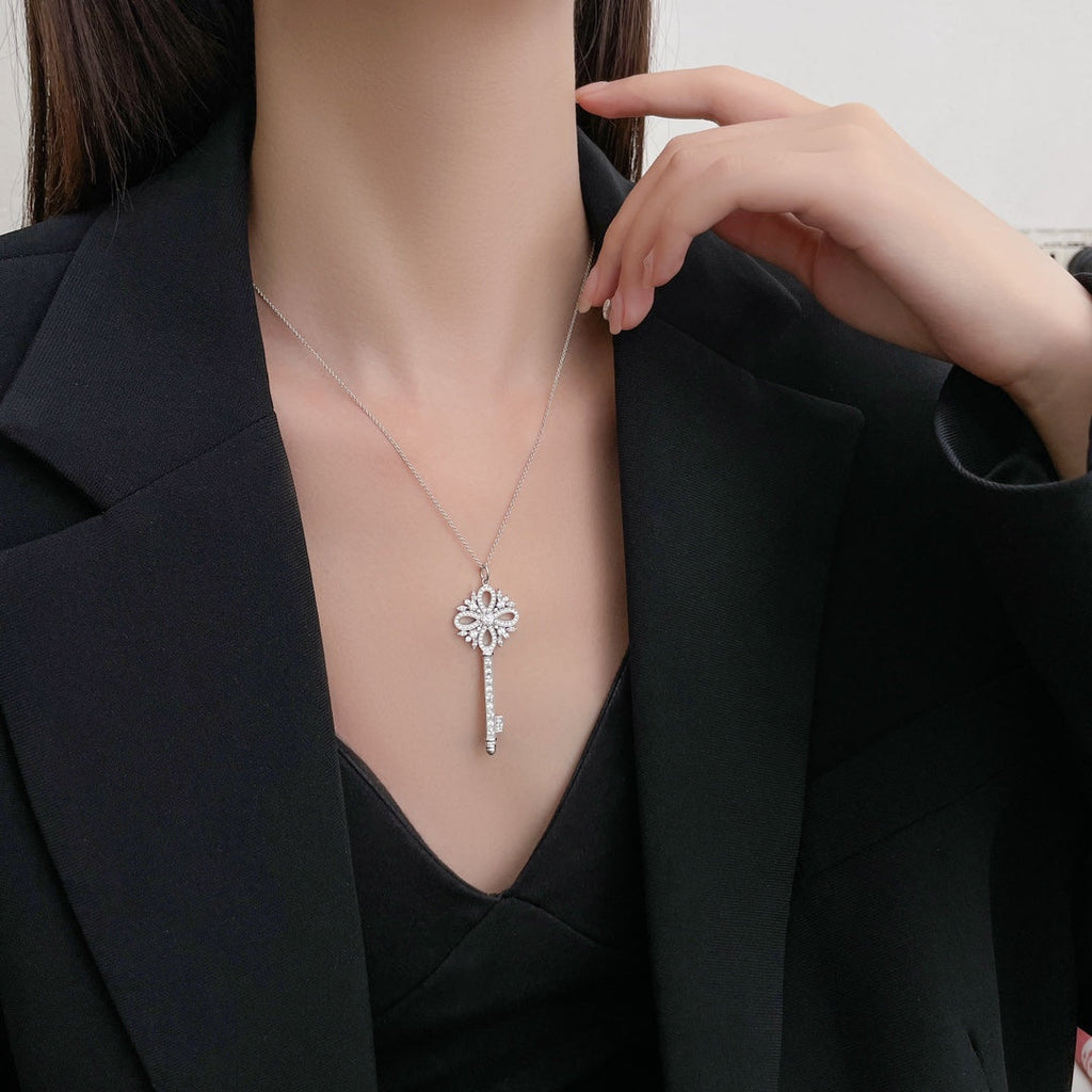 Tiffany Key Victory Silver Cubic Zirconia Necklace