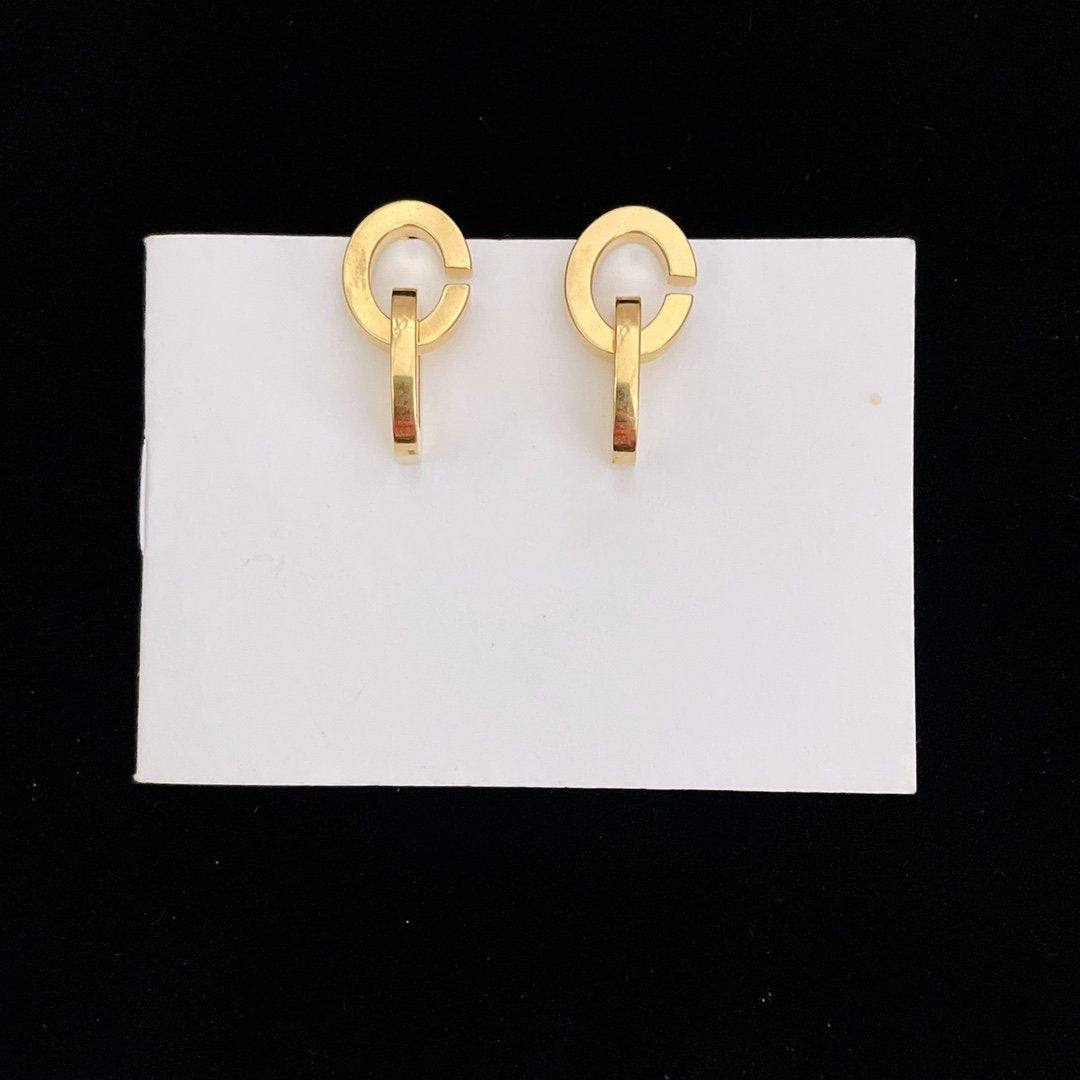 Dior CD Drop Gold Earrings