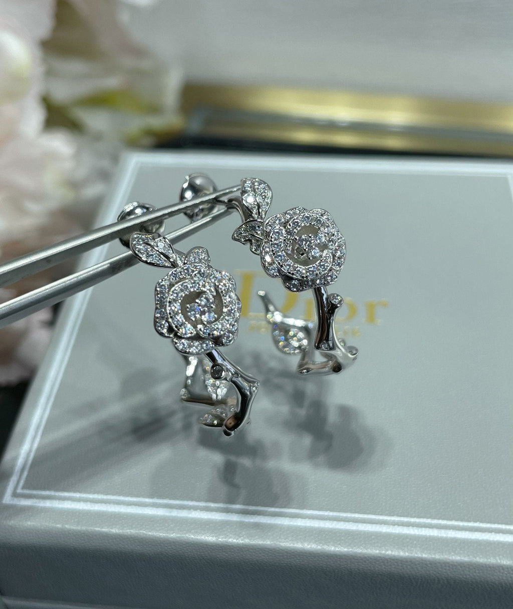 Dior Rose Bagatelle Cubic Zirconia Earrings