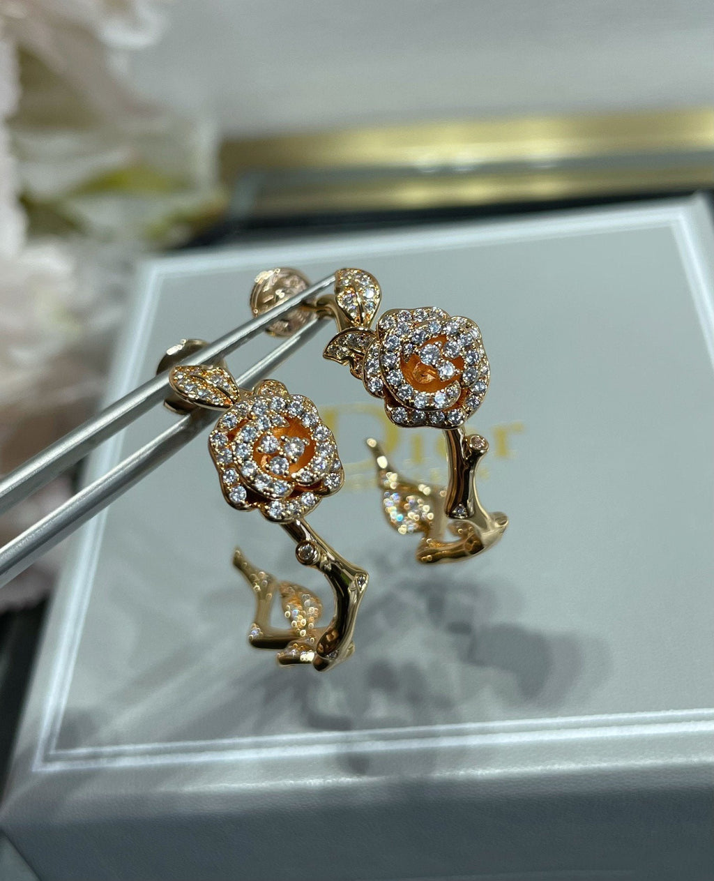 Dior Rose Bagatelle Cubic Zirconia Earrings