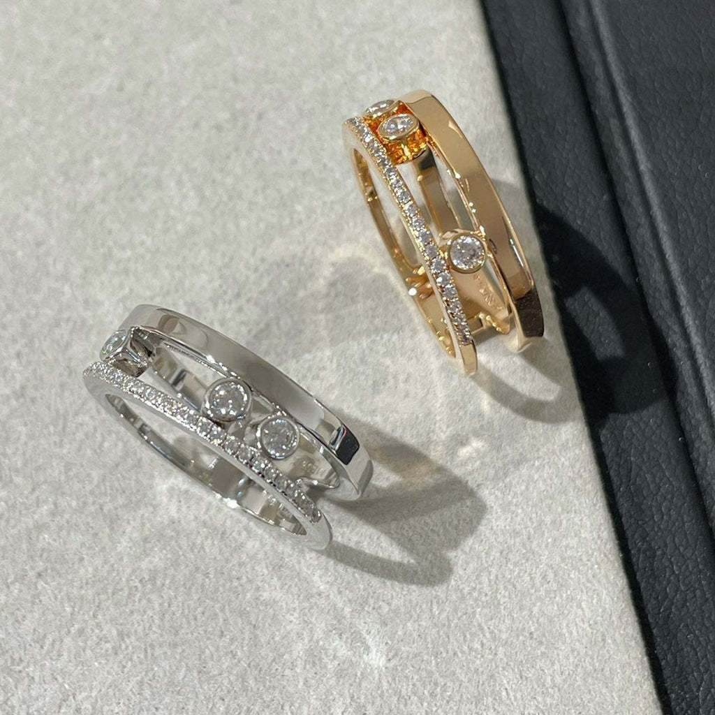 Messika Move Romane Pink Gold and Silver Cubic Zirconia Ring