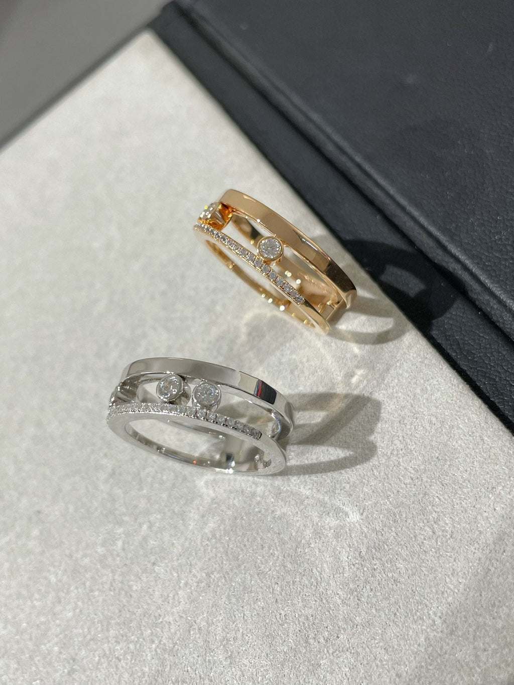 Messika Move Romane Pink Gold and Silver Cubic Zirconia Ring