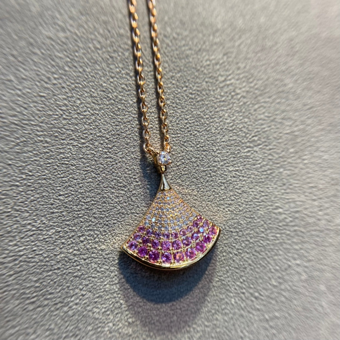 Bvlgari Dream Pink Cubic Zirconia Paved Necklace