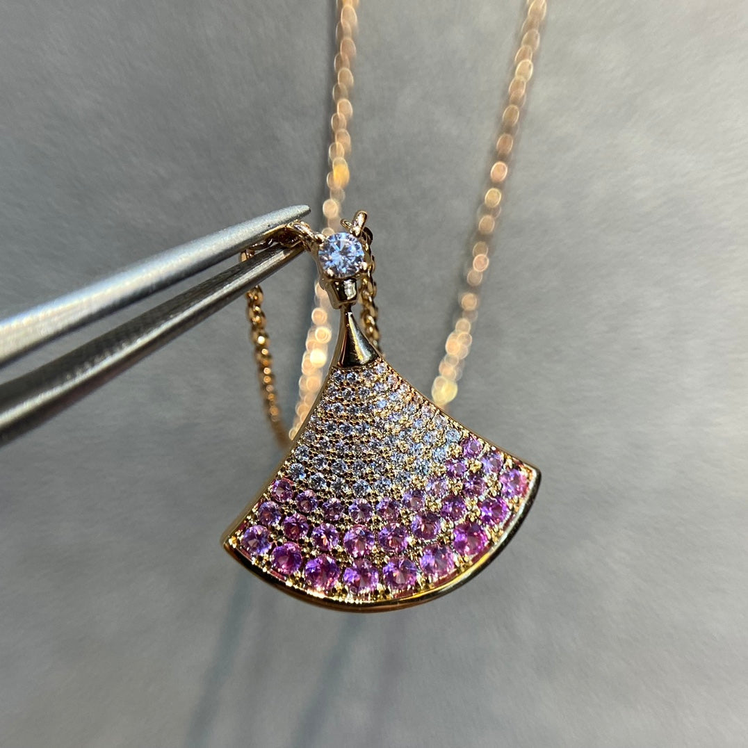Bvlgari Dream Pink Cubic Zirconia Paved Necklace