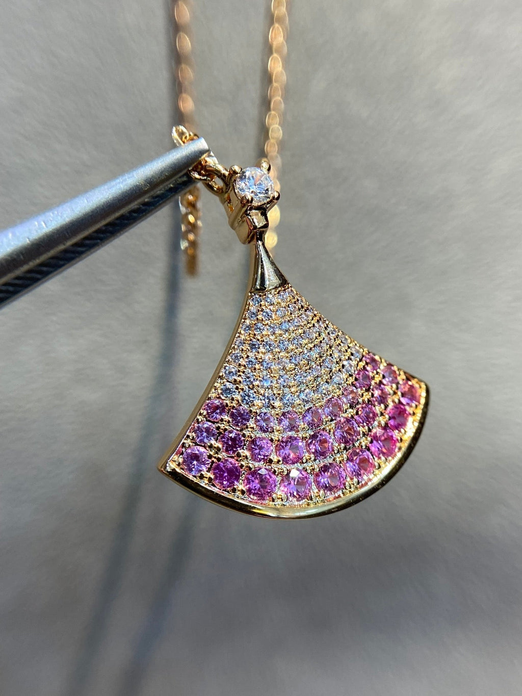 Bvlgari Dream Pink Cubic Zirconia Paved Necklace