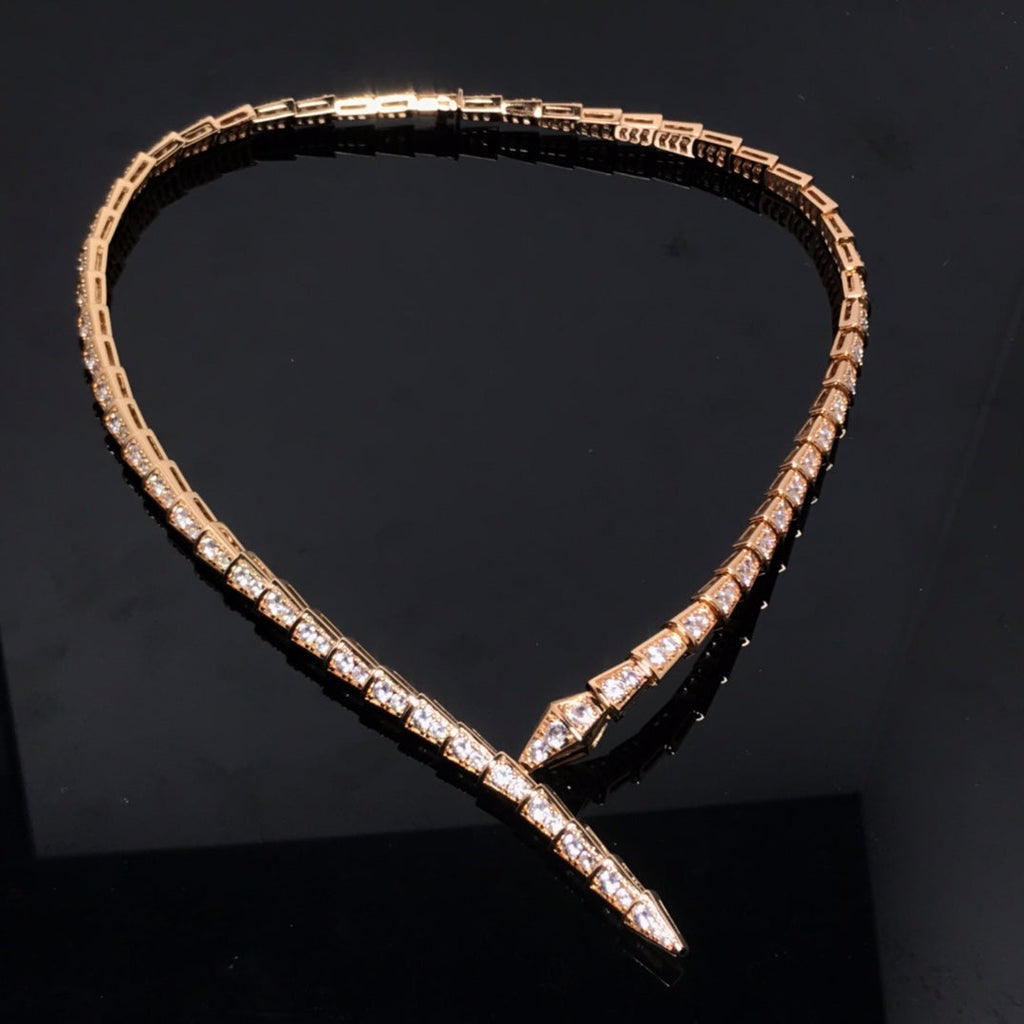 Bvlgari Serpent Viper Cubic Zirconia Paved Necklace