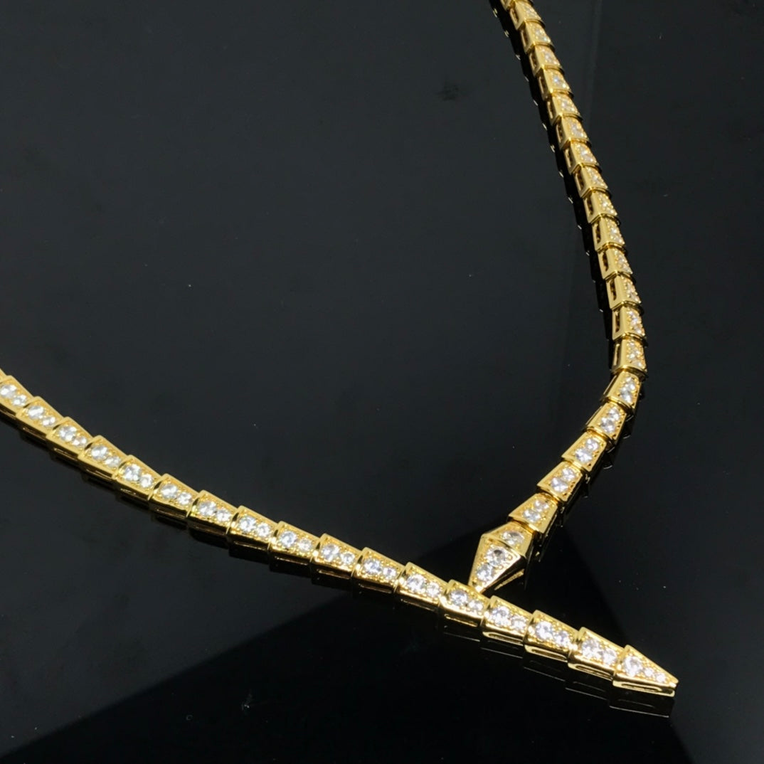Bvlgari Serpent Viper Cubic Zirconia Paved Necklace