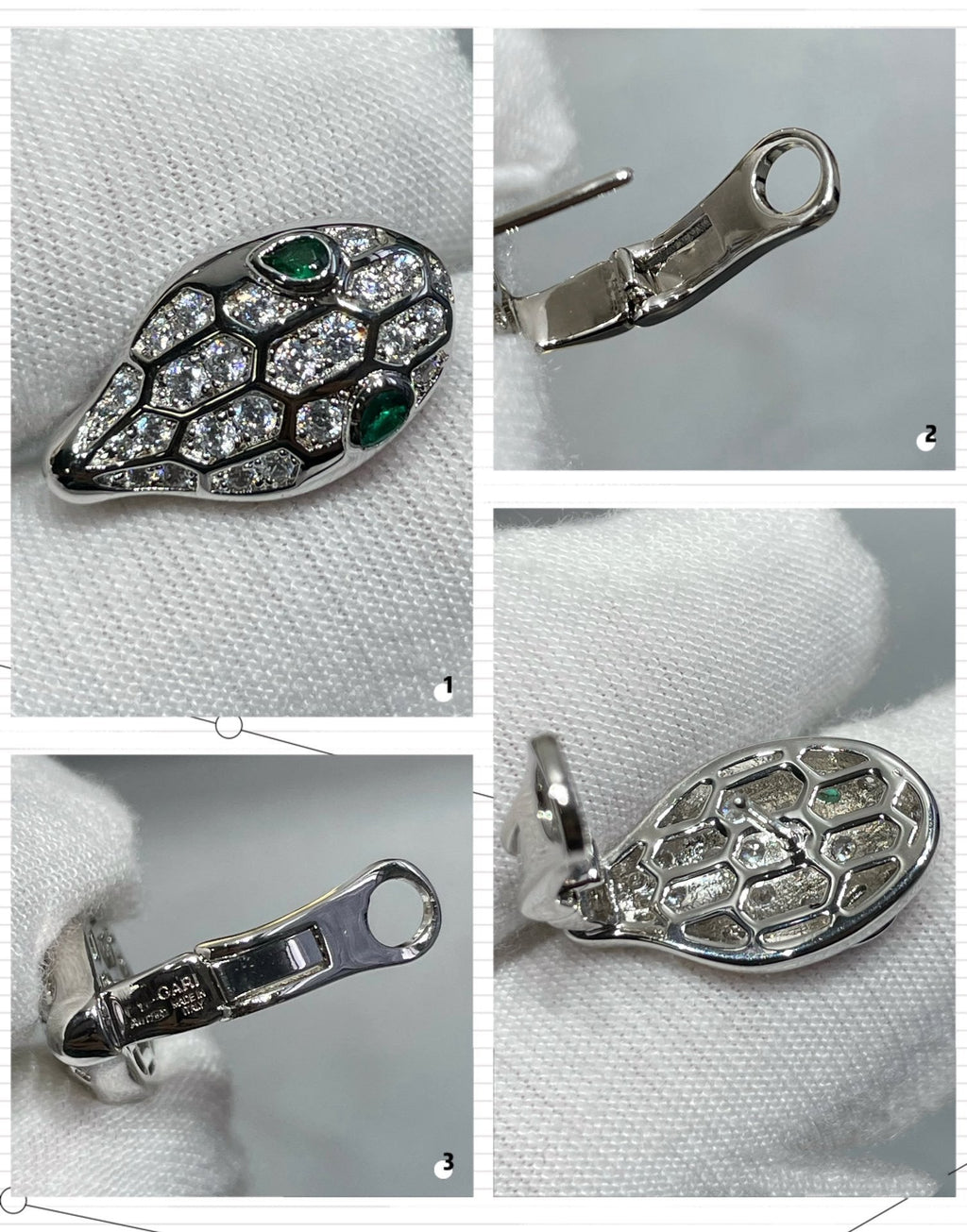 Bvlgari Serpent Cubic Zirconia Stud Earrings