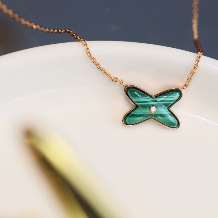Chaumet Jeux Malachite 1 Cubic Zirconia Pink Gold Necklace