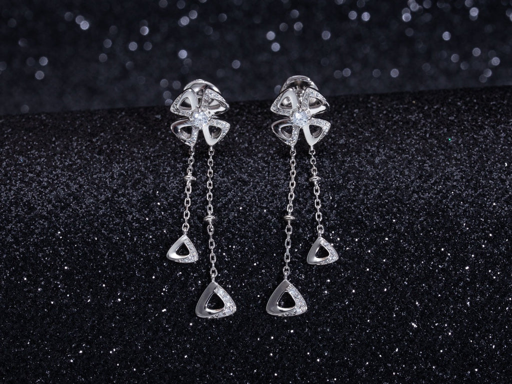 Bvlgari Fiorever Silver Cubic Zirconia Drop Earrings