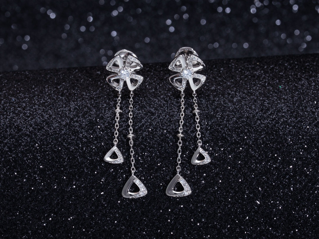 Bvlgari Fiorever Silver Cubic Zirconia Drop Earrings