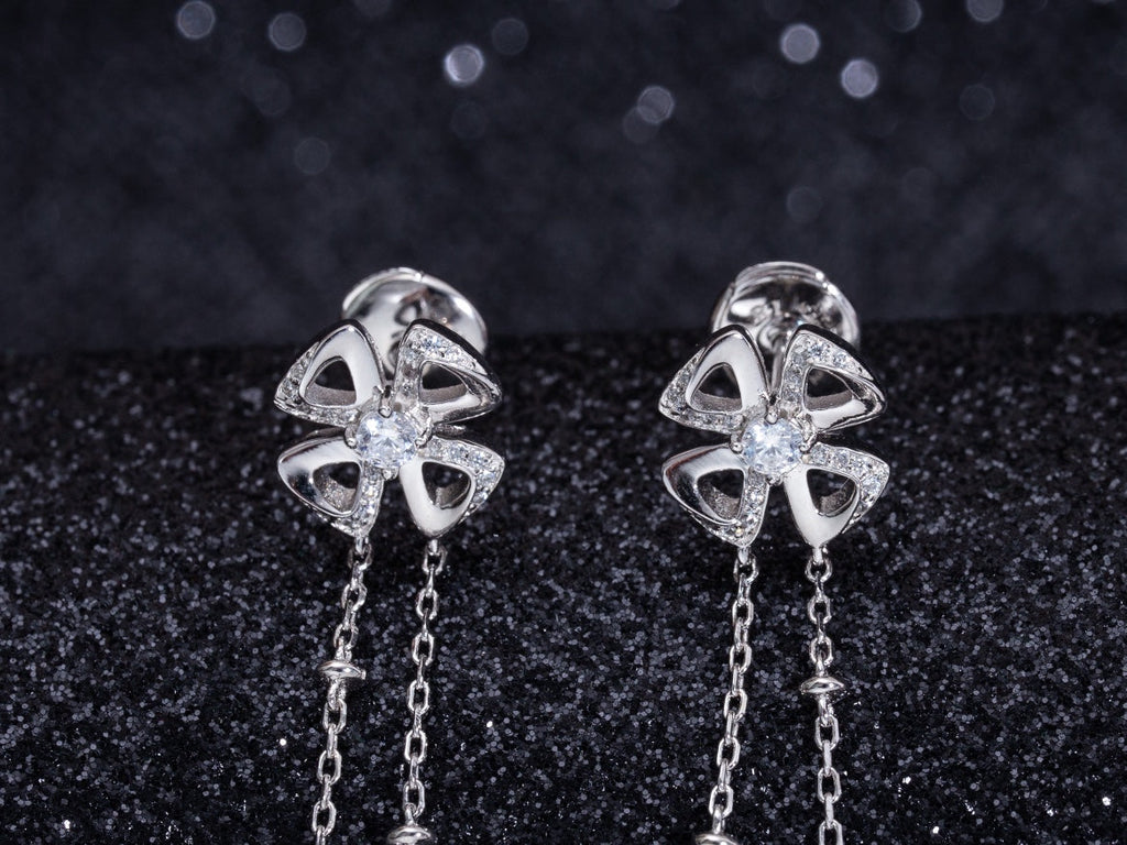 Bvlgari Fiorever Silver Cubic Zirconia Drop Earrings