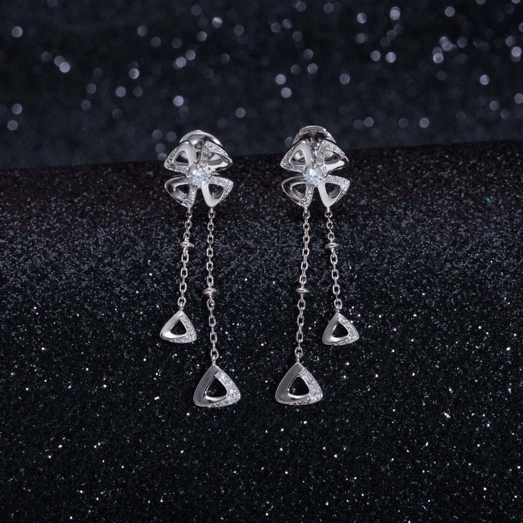 Bvlgari Fiorever Silver Cubic Zirconia Drop Earrings