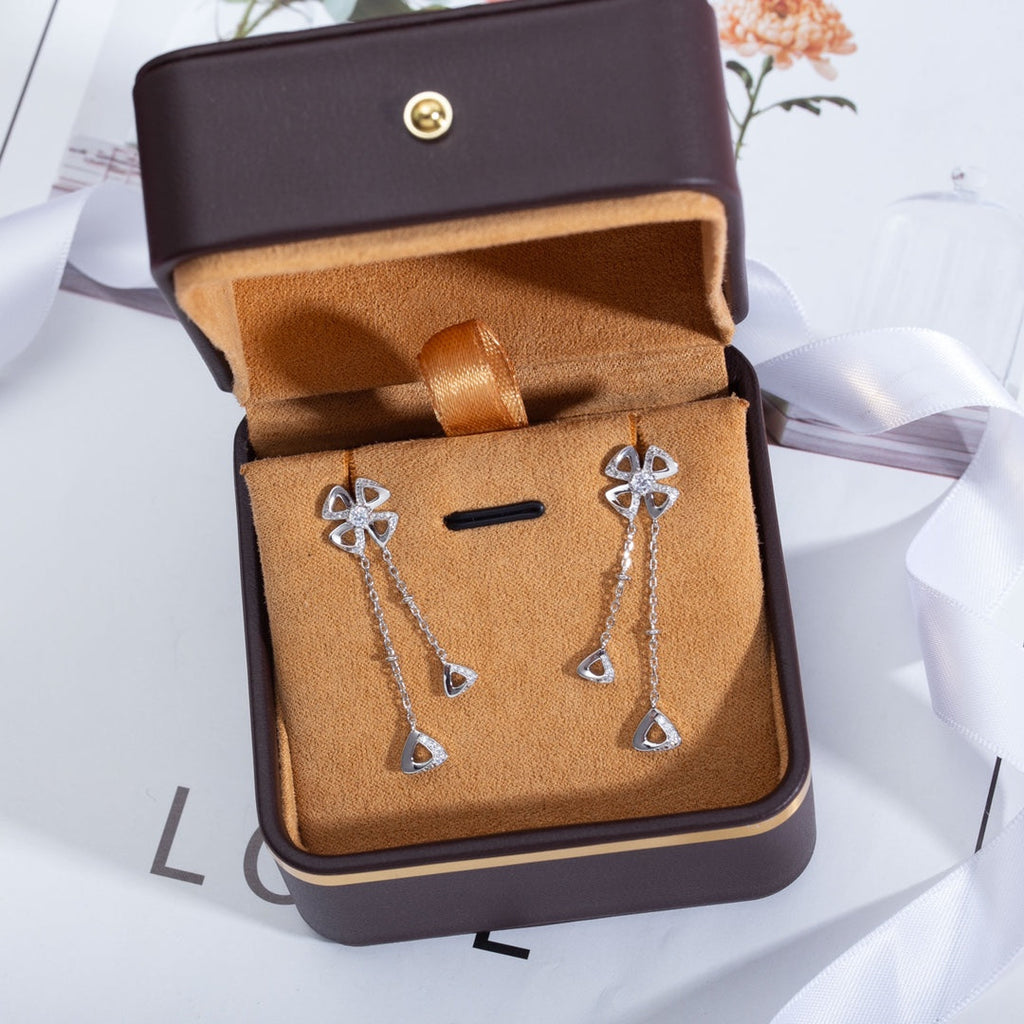 Bvlgari Fiorever Silver Cubic Zirconia Drop Earrings