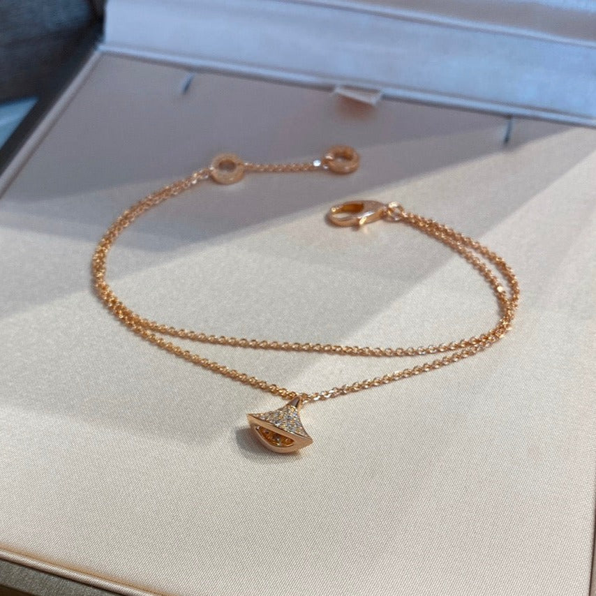 Bvlgari Dream 1 Motif Cubic Zirconia Double Chain Bracelet