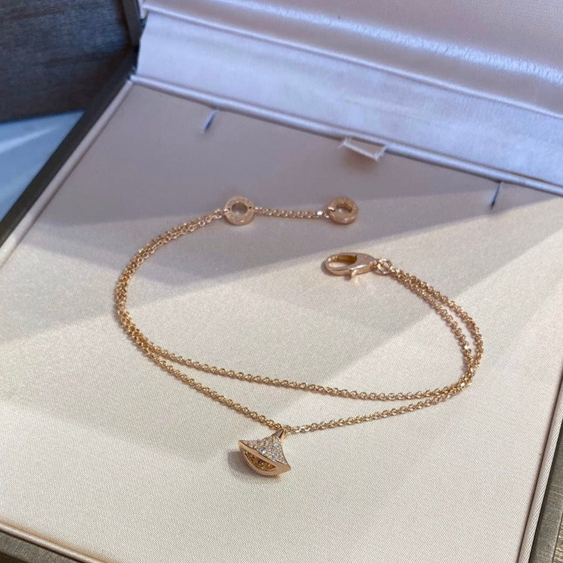 Bvlgari Dream 1 Motif Cubic Zirconia Double Chain Bracelet