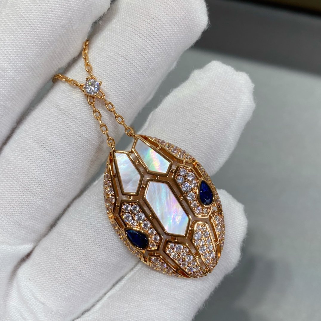 Bvlgari Serpent Pink Gold Cubic Zirconia Necklace