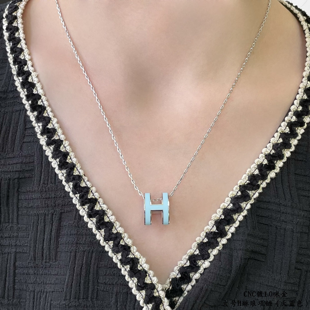 Hermes Pop H Sky Blue Necklace