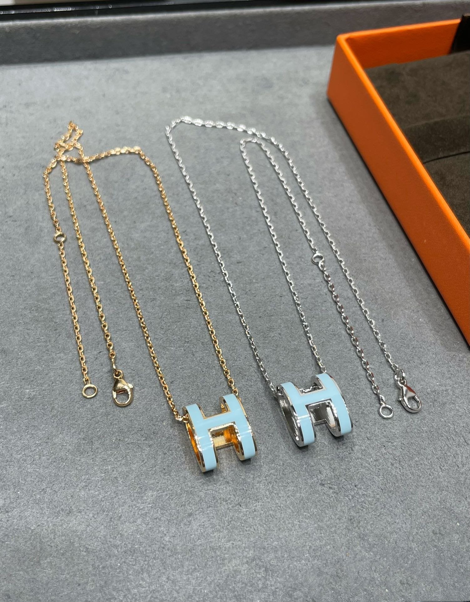 Hermes Pop H Sky Blue Necklace