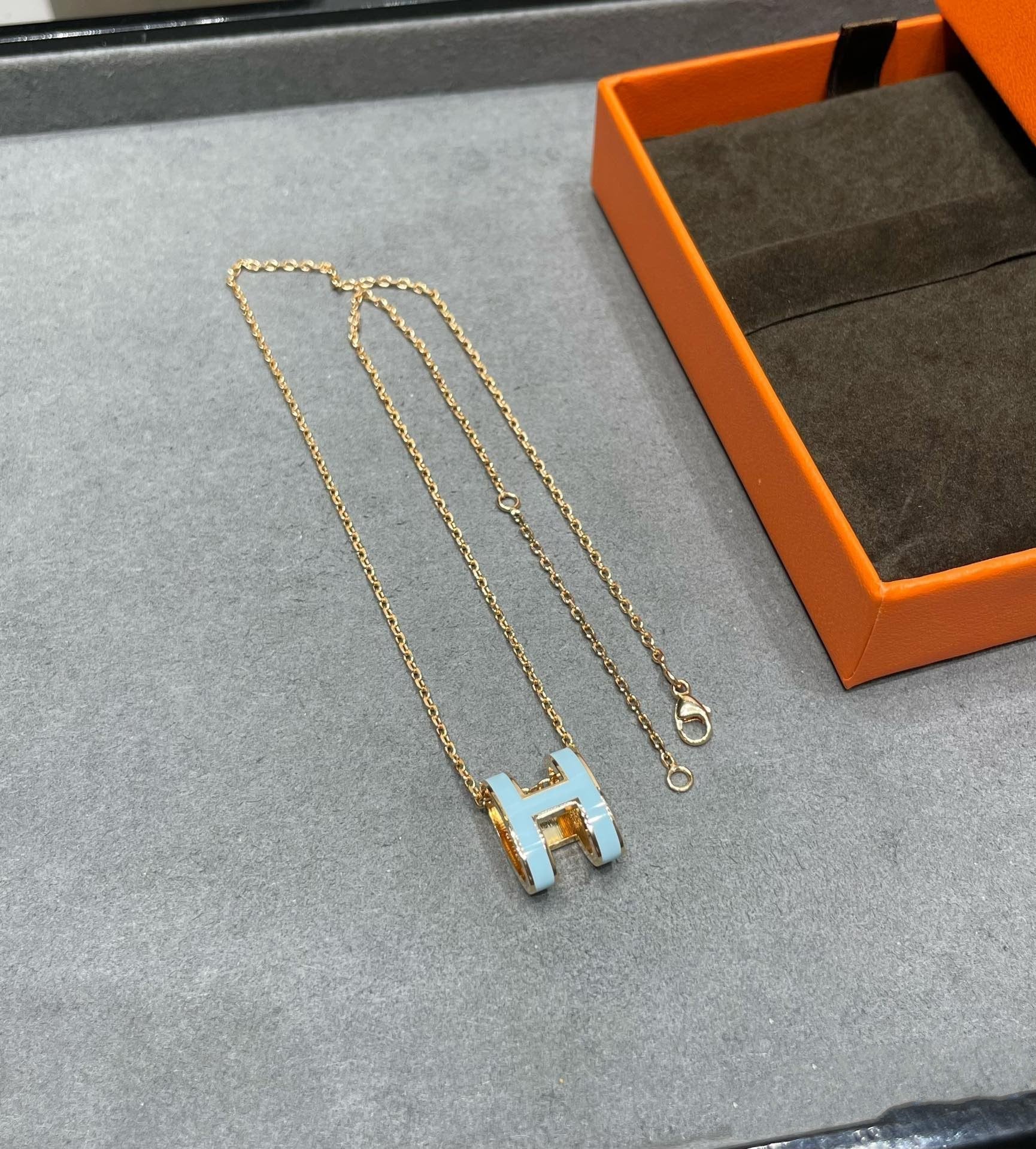 Hermes Pop H Sky Blue Necklace