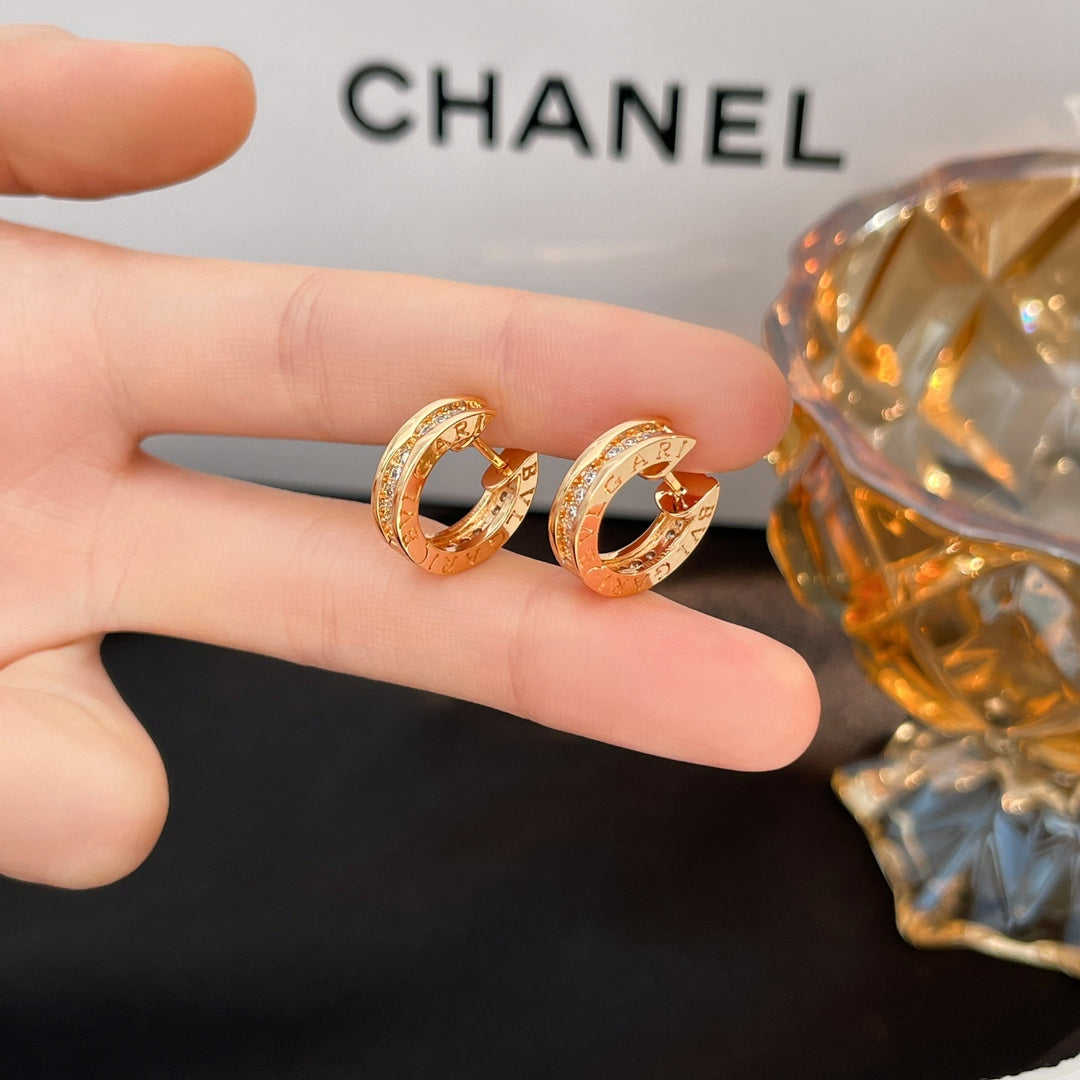 Bvlgari Zero 1 Cubic Zirconia Paved Mini Pink Gold Earrings