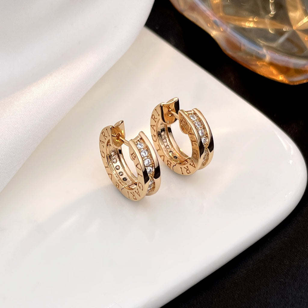 Bvlgari Zero 1 Cubic Zirconia Paved Mini Pink Gold Earrings