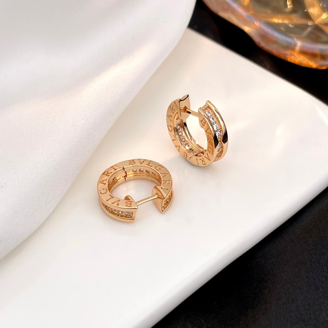 Bvlgari Zero 1 Cubic Zirconia Paved Mini Pink Gold Earrings
