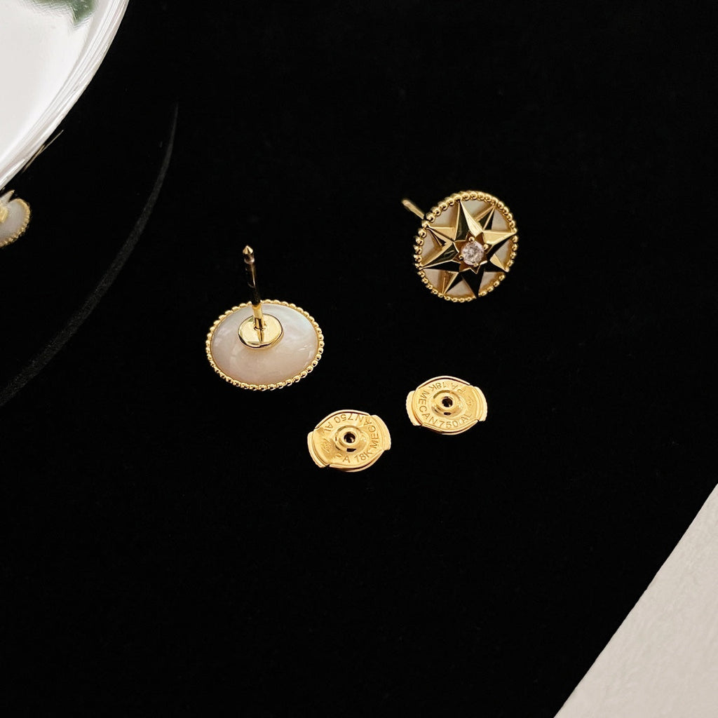 Dior Rose de Vents Gold Cubic Zirconia Stud Earrings