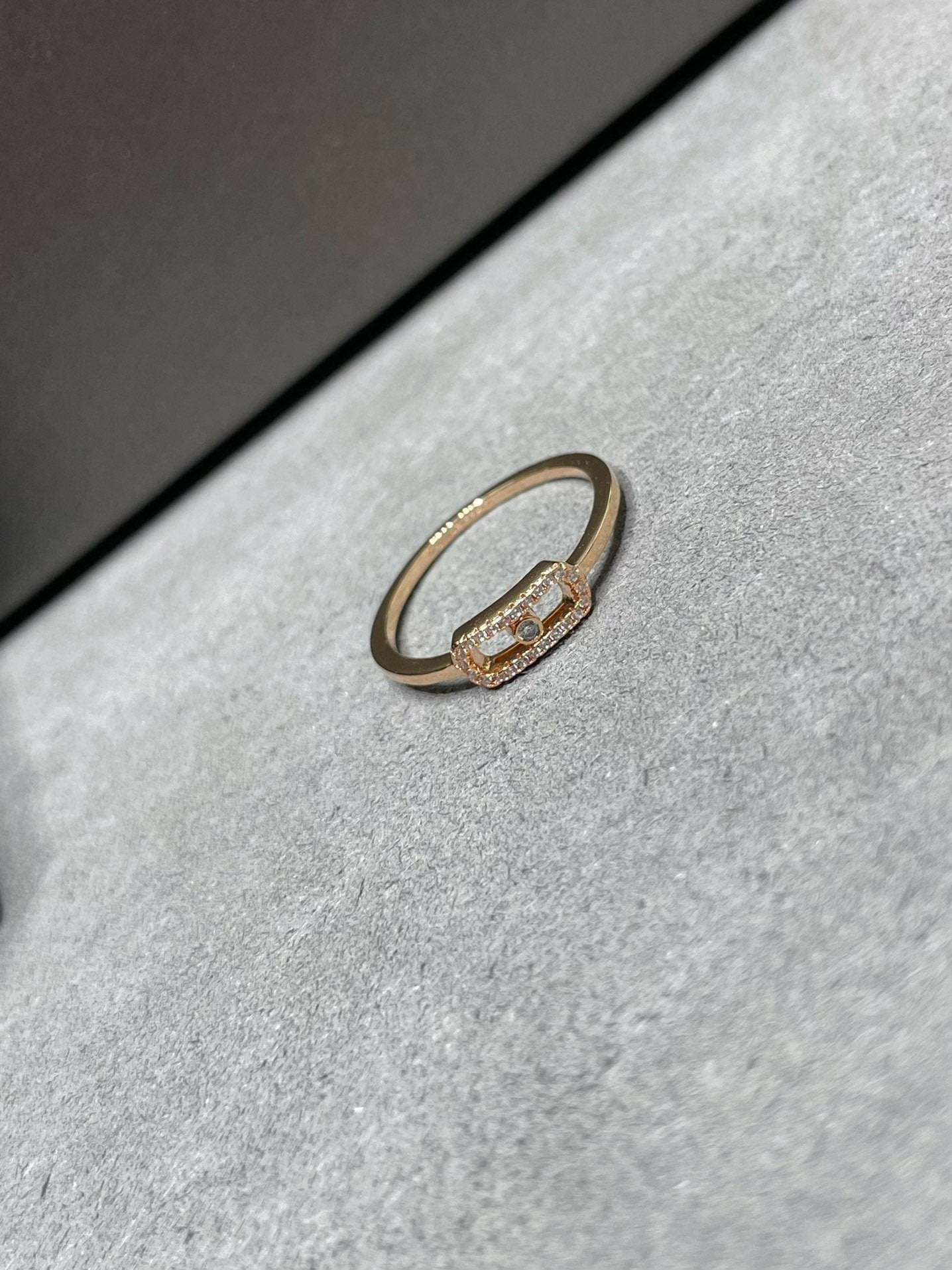 Messika Move Uno Pink Gold Cubic Zirconia Paved Ring