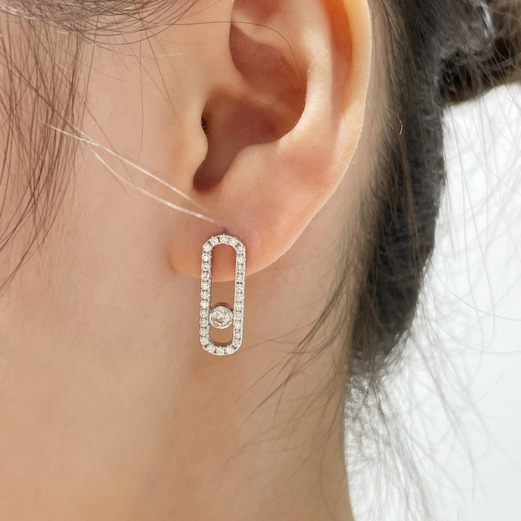 Messika Move Uno Stud Cubic Zirconia Paved Earrings
