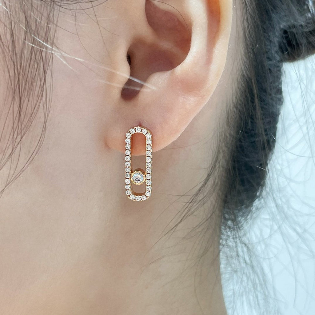 Messika Move Uno Stud Cubic Zirconia Paved Earrings