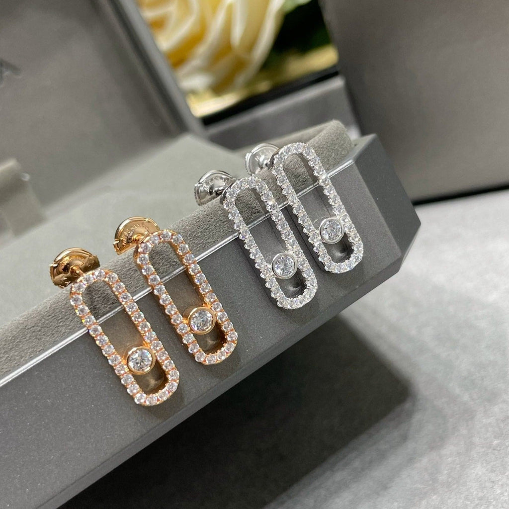 Messika Move Uno Stud Cubic Zirconia Paved Earrings