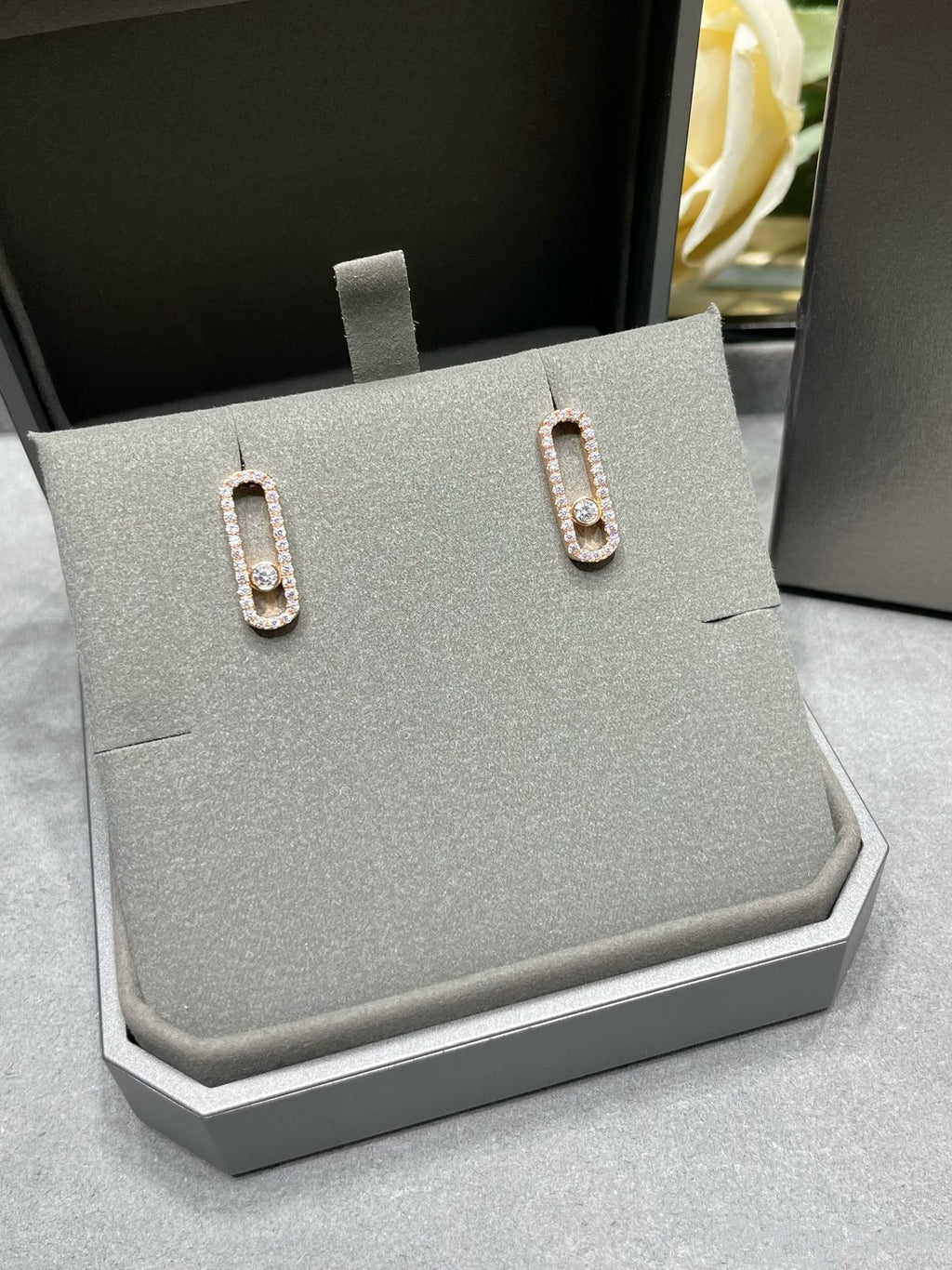 Messika Move Uno Stud Cubic Zirconia Paved Earrings