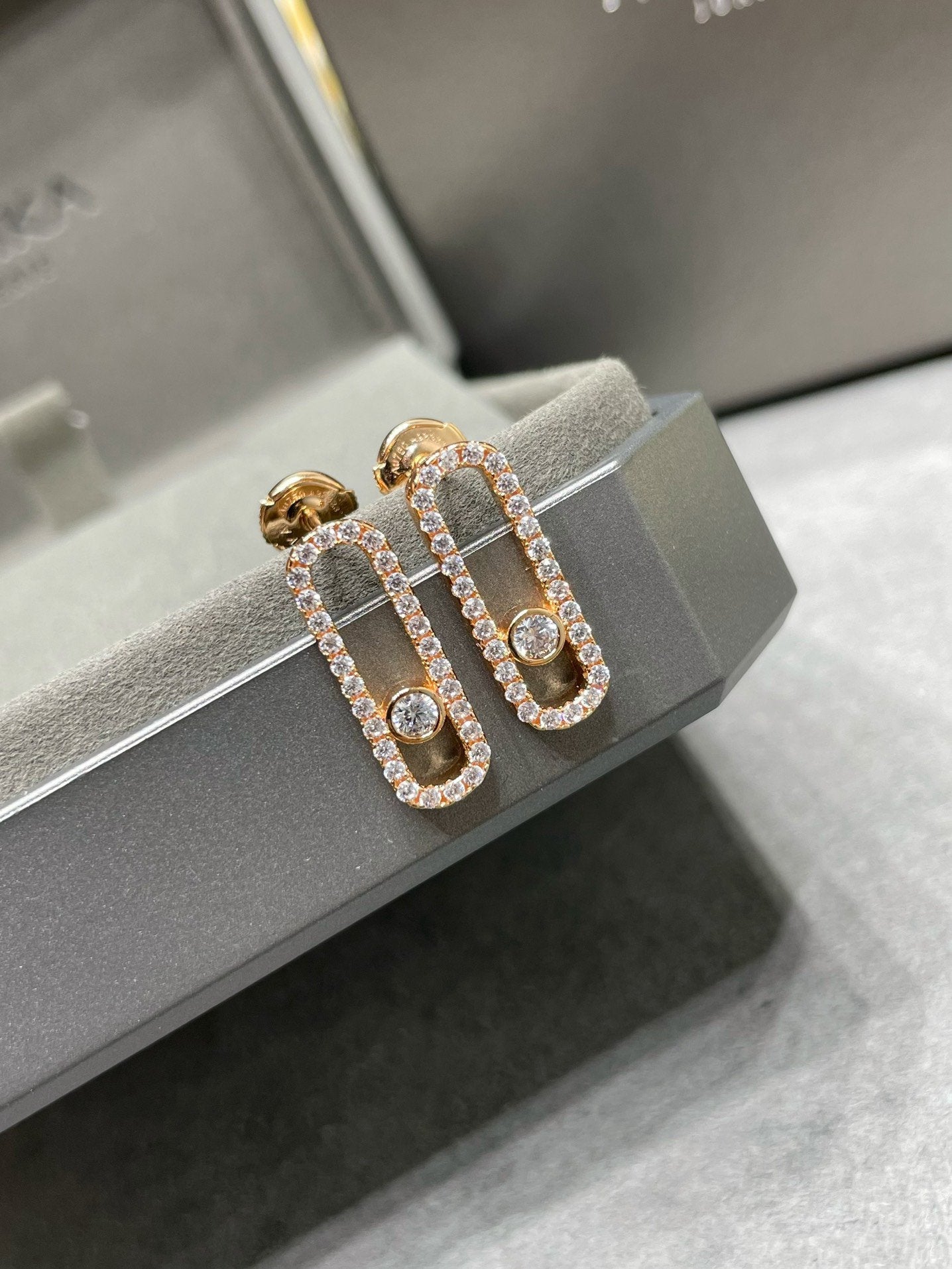 Messika Move Uno Stud Cubic Zirconia Paved Earrings