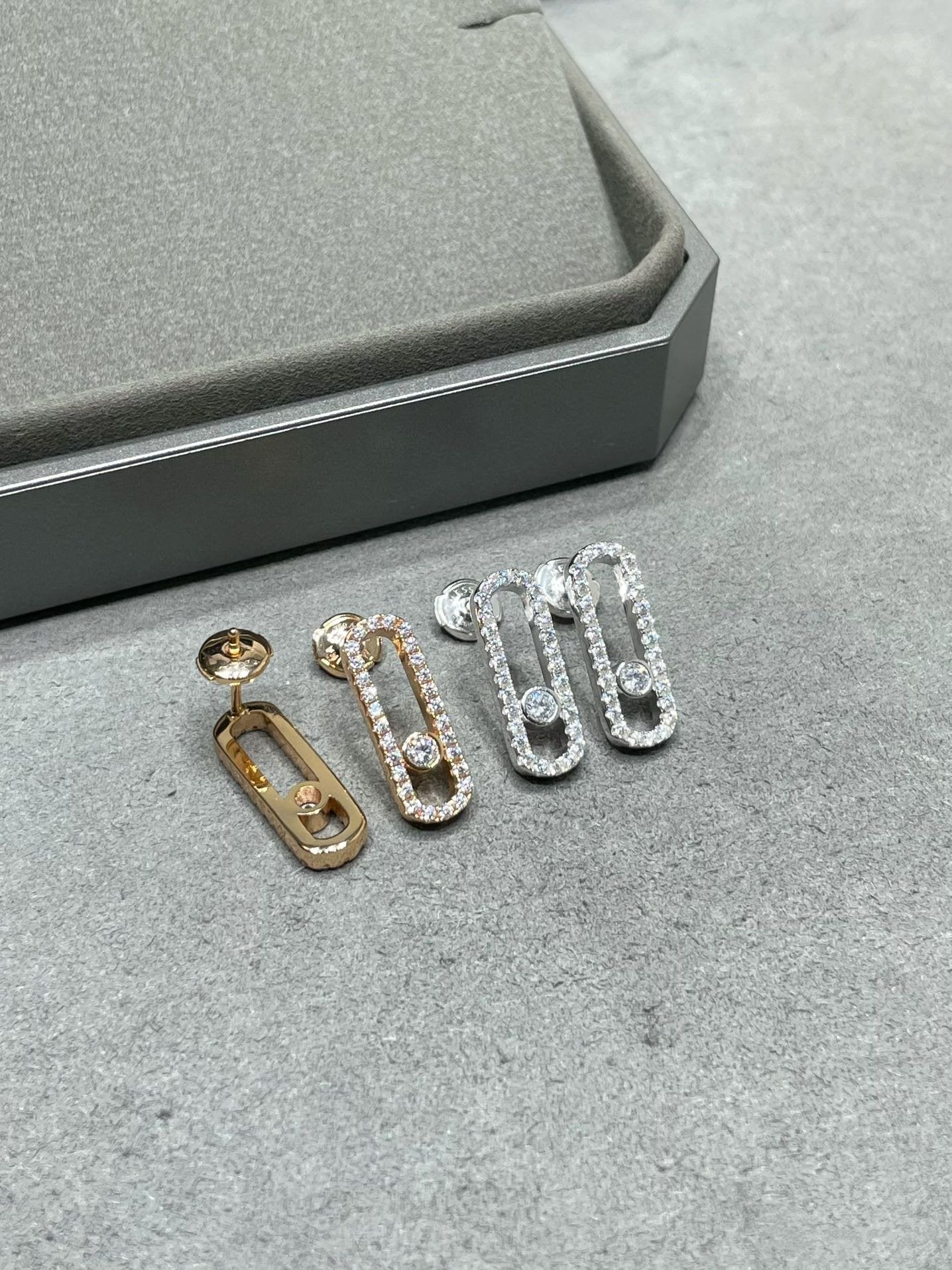 Messika Move Uno Stud Cubic Zirconia Paved Earrings