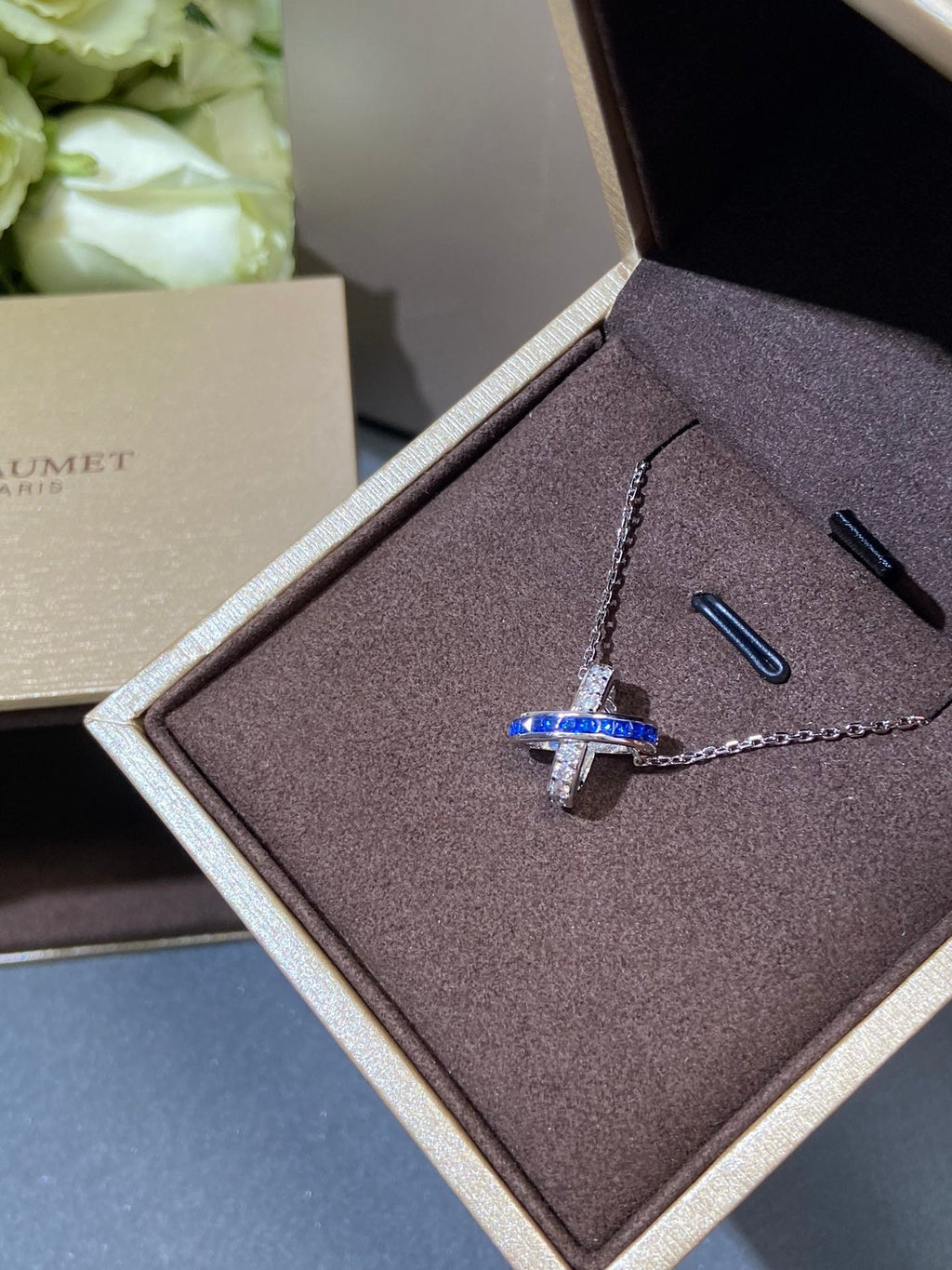 Chaumet Liens Silver Blue Cubic Zirconia Necklace