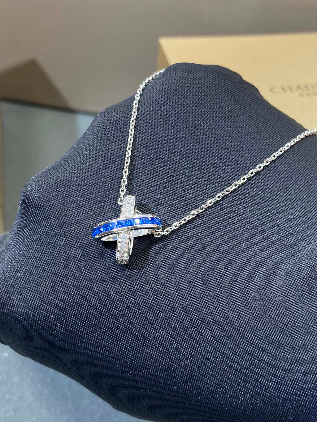 Chaumet Liens Silver Blue Cubic Zirconia Necklace