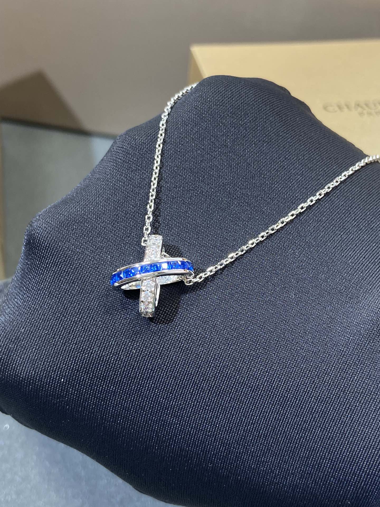 Chaumet Liens Silver Blue Cubic Zirconia Necklace