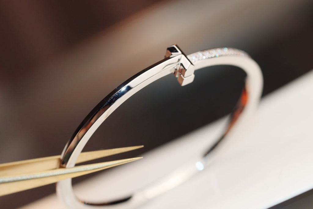 Tiffany Narrow T1 Hinged Bangle Cubic Zirconia Silver