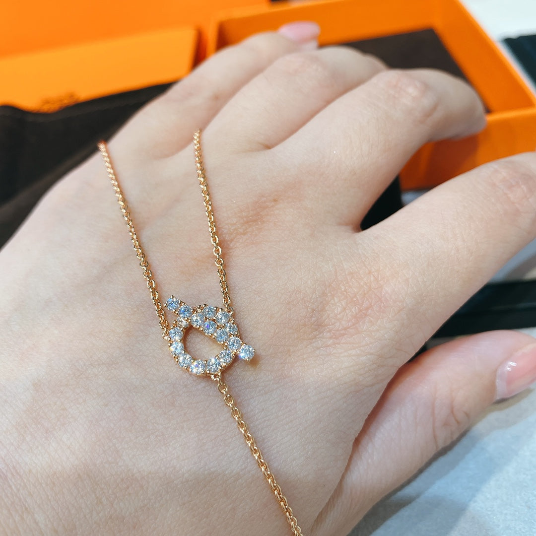 Hermes Finesse Pink Gold Cubic Zirconia Necklace
