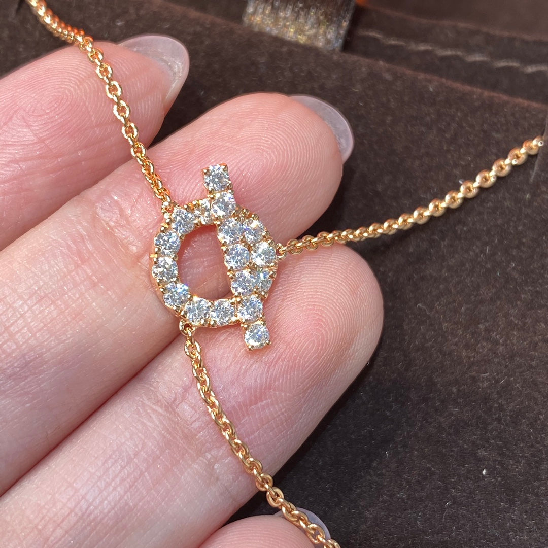 Hermes Finesse Pink Gold Cubic Zirconia Necklace