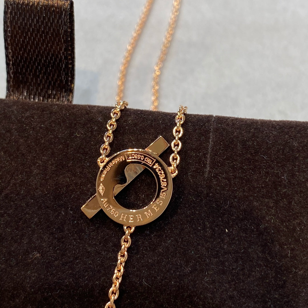 Hermes Finesse Pink Gold Cubic Zirconia Necklace