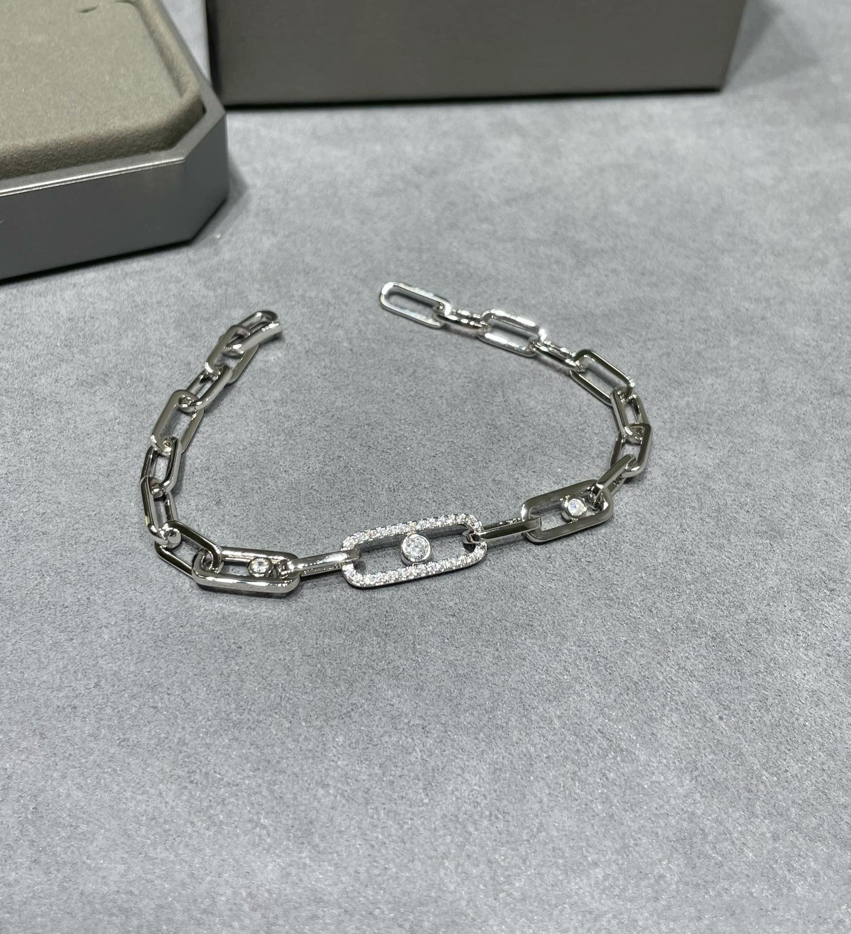 Messika Move Chain Link Silver Cubic Zirconia Bracelet