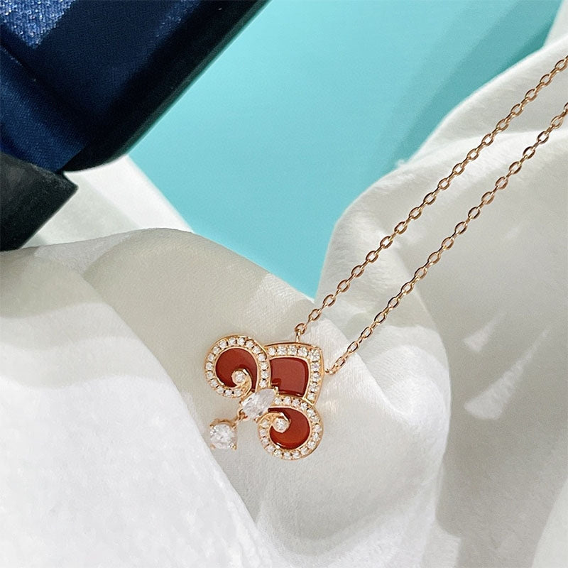 Tiffany Fleur de Lis Pink Gold Cubic Zirconia Necklace