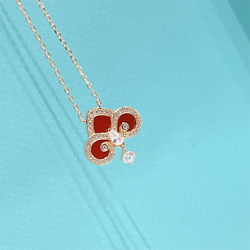 Tiffany Fleur de Lis Pink Gold Cubic Zirconia Necklace