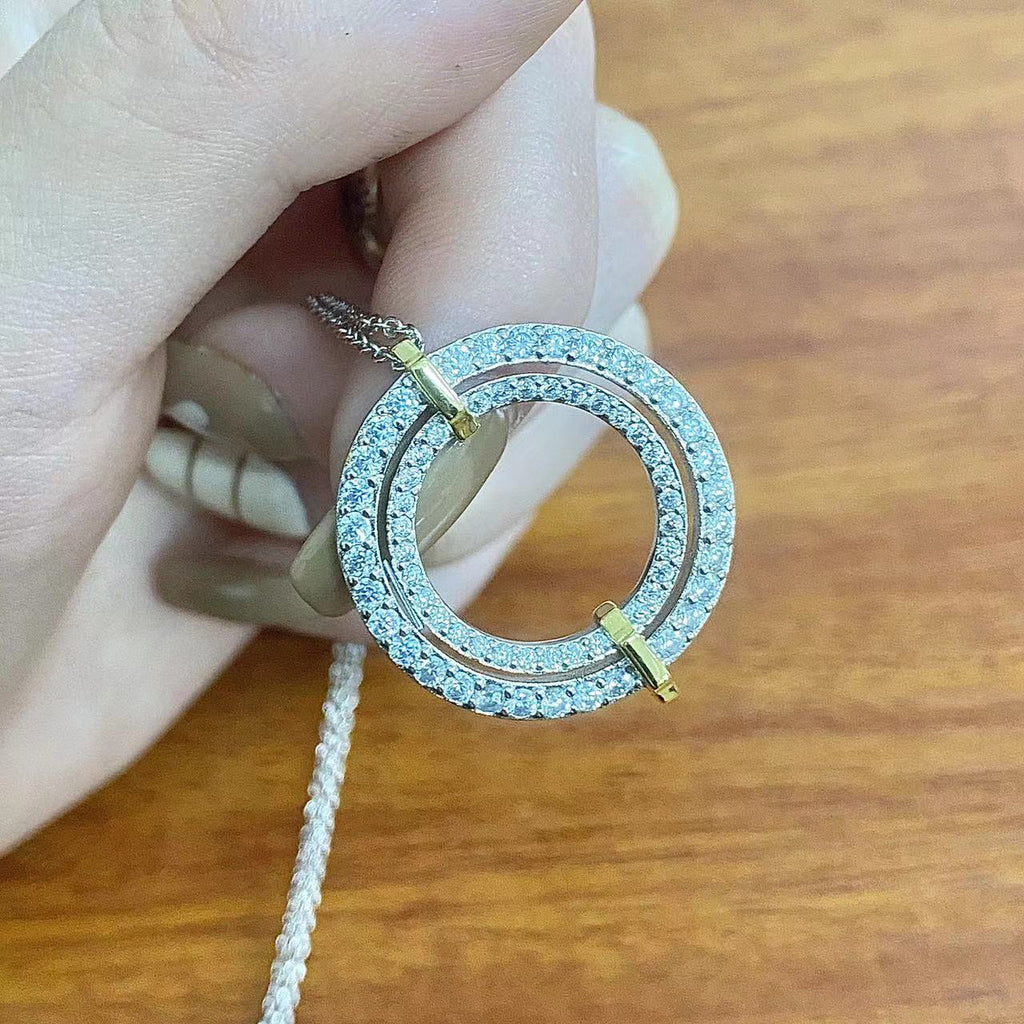 Tiffany Edge Cubic Zirconia Gold Silver Necklace