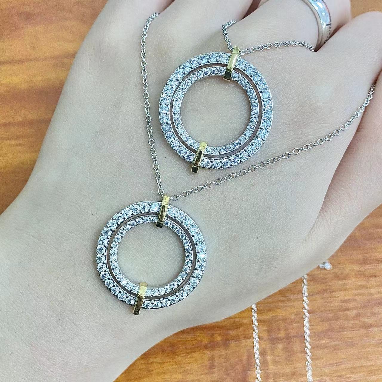 Tiffany Edge Cubic Zirconia Gold Silver Necklace